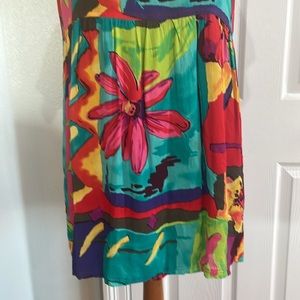 90’s Psychedelic Floral Scoop Neck Long Sleeve Dress by Carol Litlle